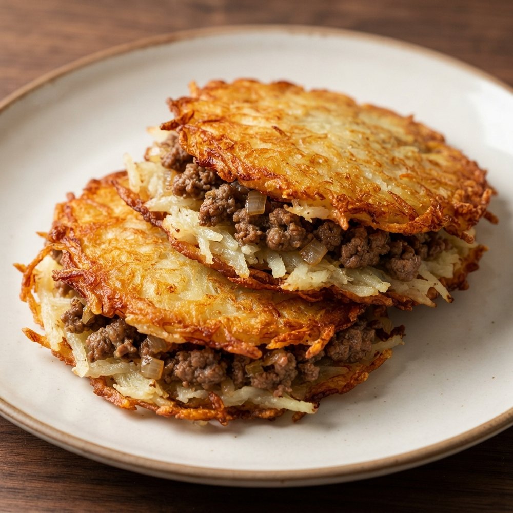 Crispy Potato Pancakes with Savory Beef Filling
