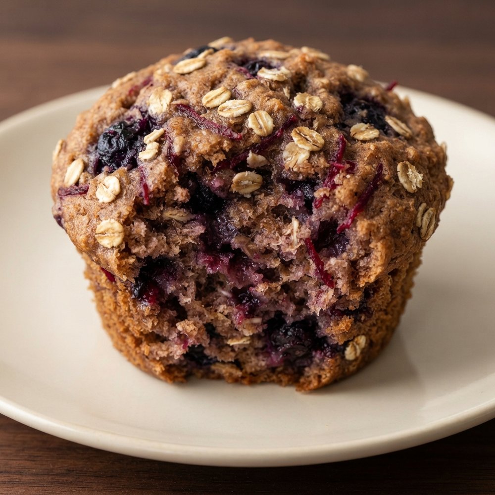 Blueberry–Beet Whole Wheat Muffins