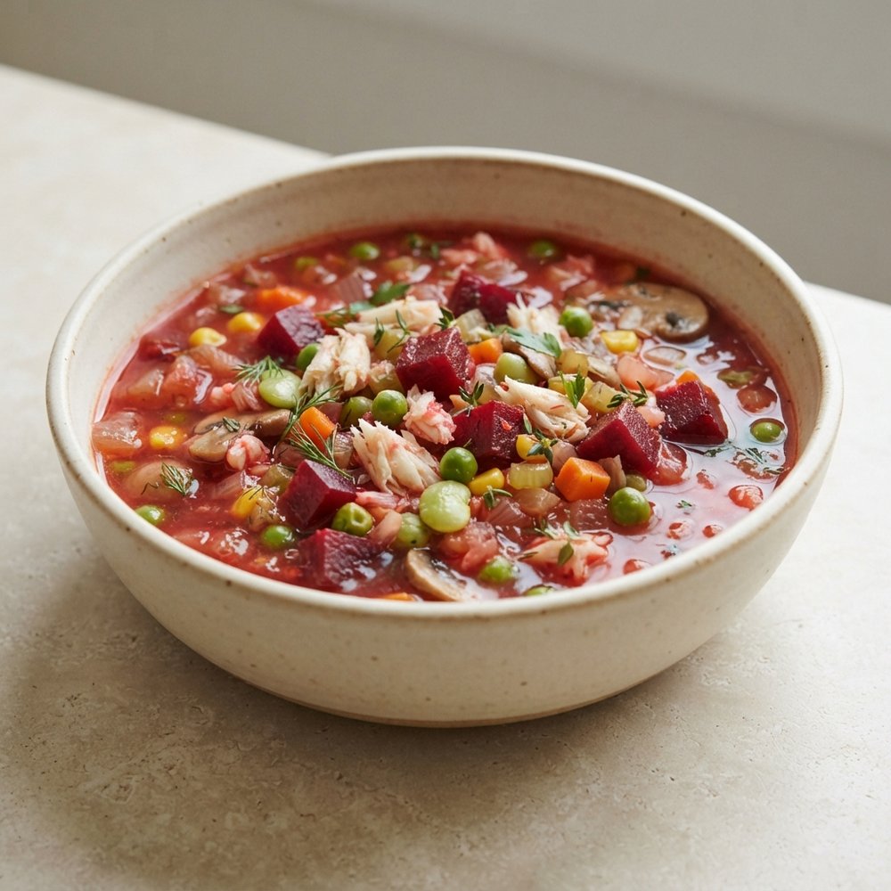 Beet and Crab Vegetable Chowder