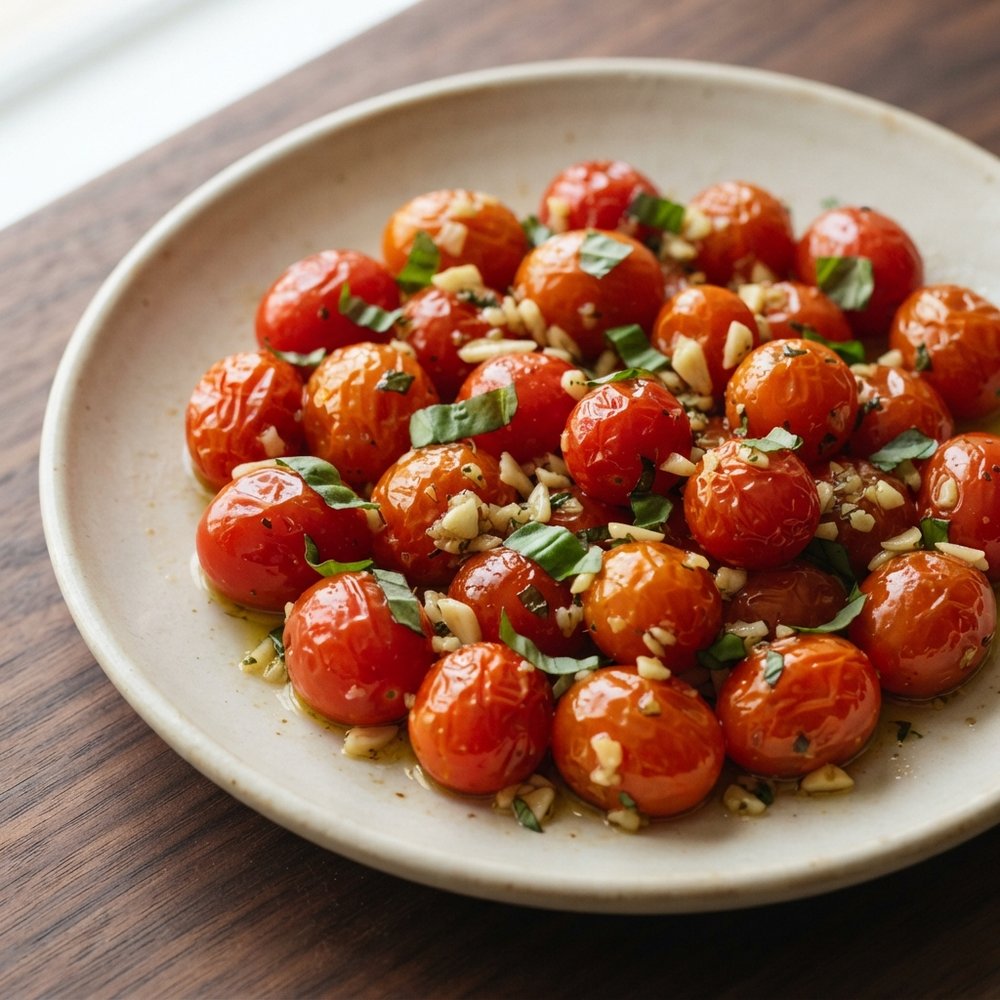 Sautéed Cherry Tomatoes with Garlic and Basil
