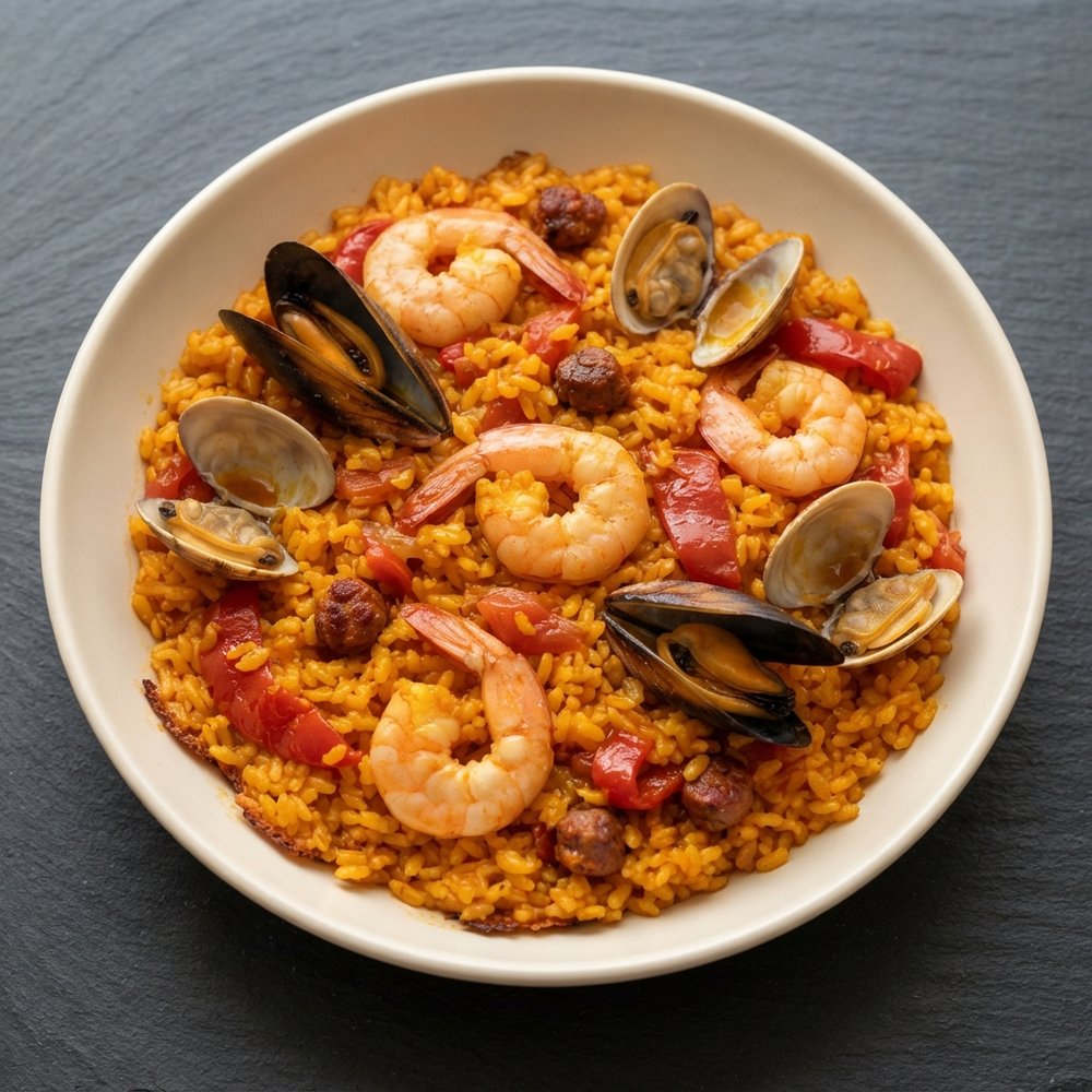 Spanish Seafood Paella with Saffron Rice