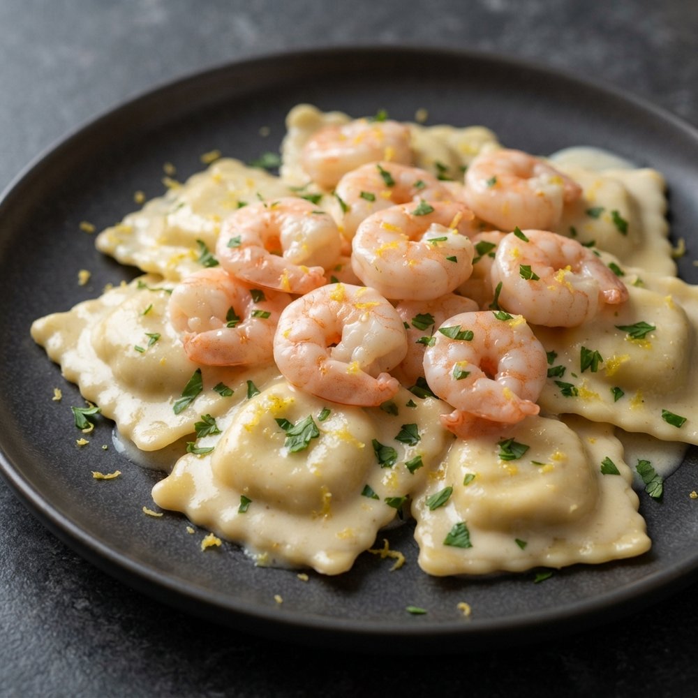 Shrimp and Pasta in Lemon Cream Sauce