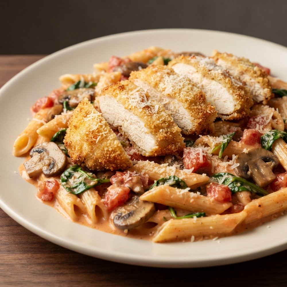 Parmesan-Crusted Chicken Penne Rosa