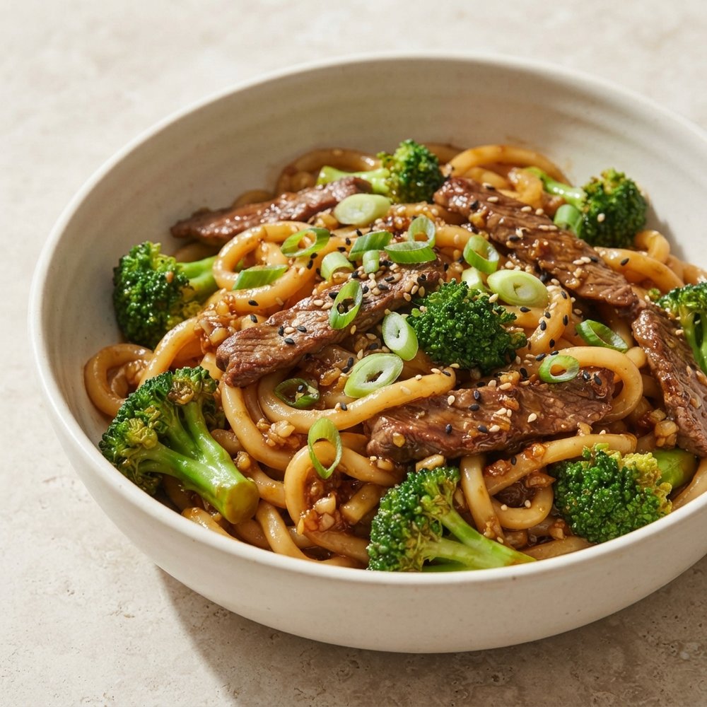 Beef and Broccoli Udon Noodles