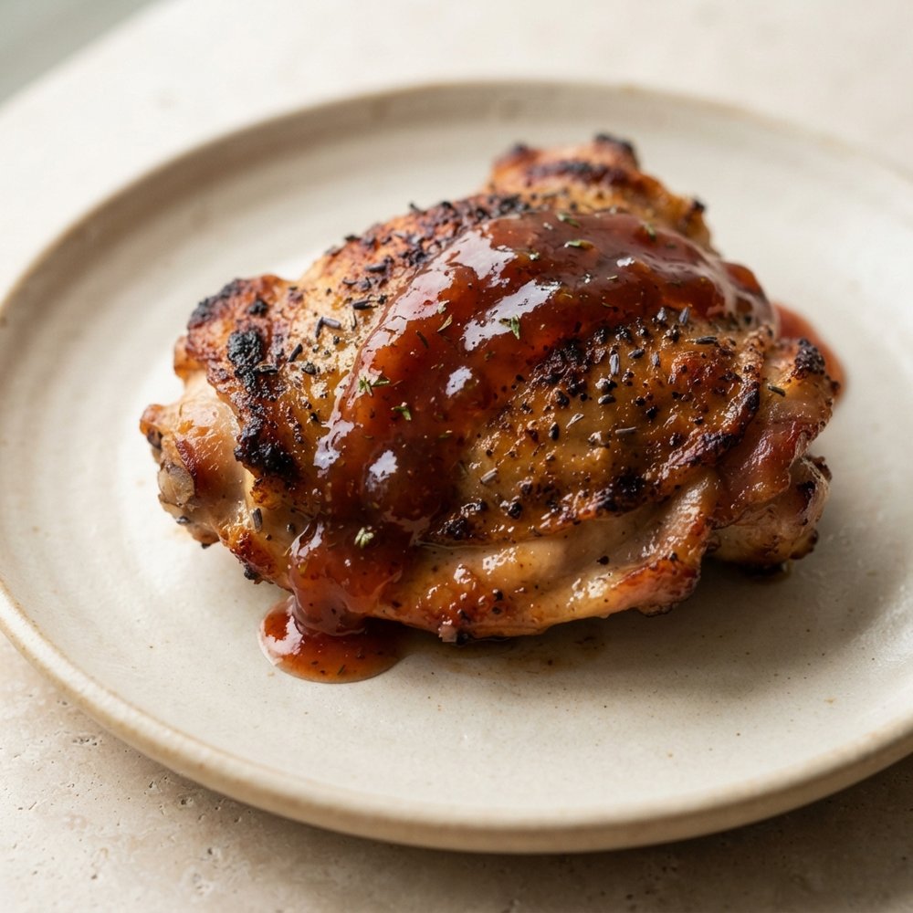Applewood-Smoked Chicken Thighs with Strawberry Gastrique