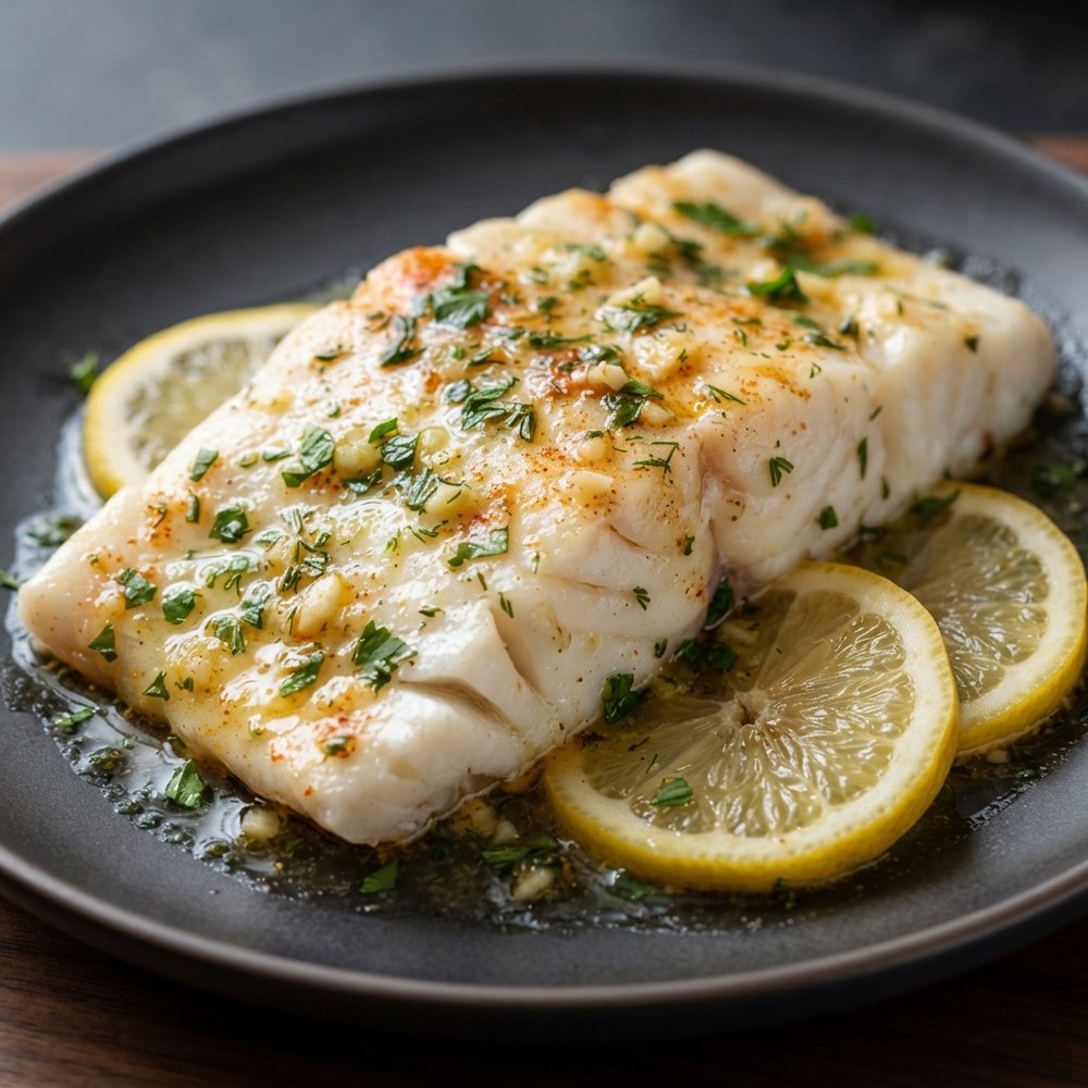 Baked Cod with Lemon-Garlic Herb Butter