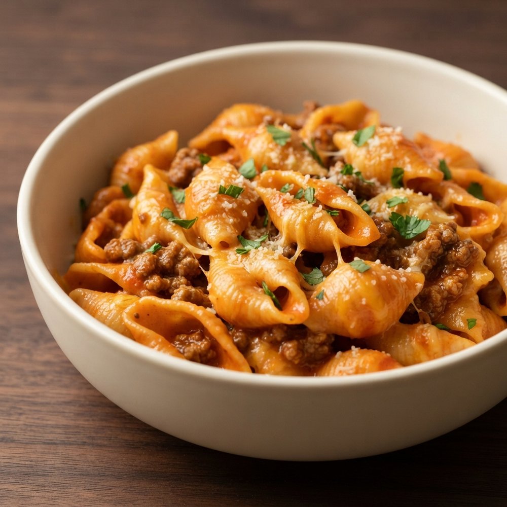 Cheesy Beef Pasta Shells