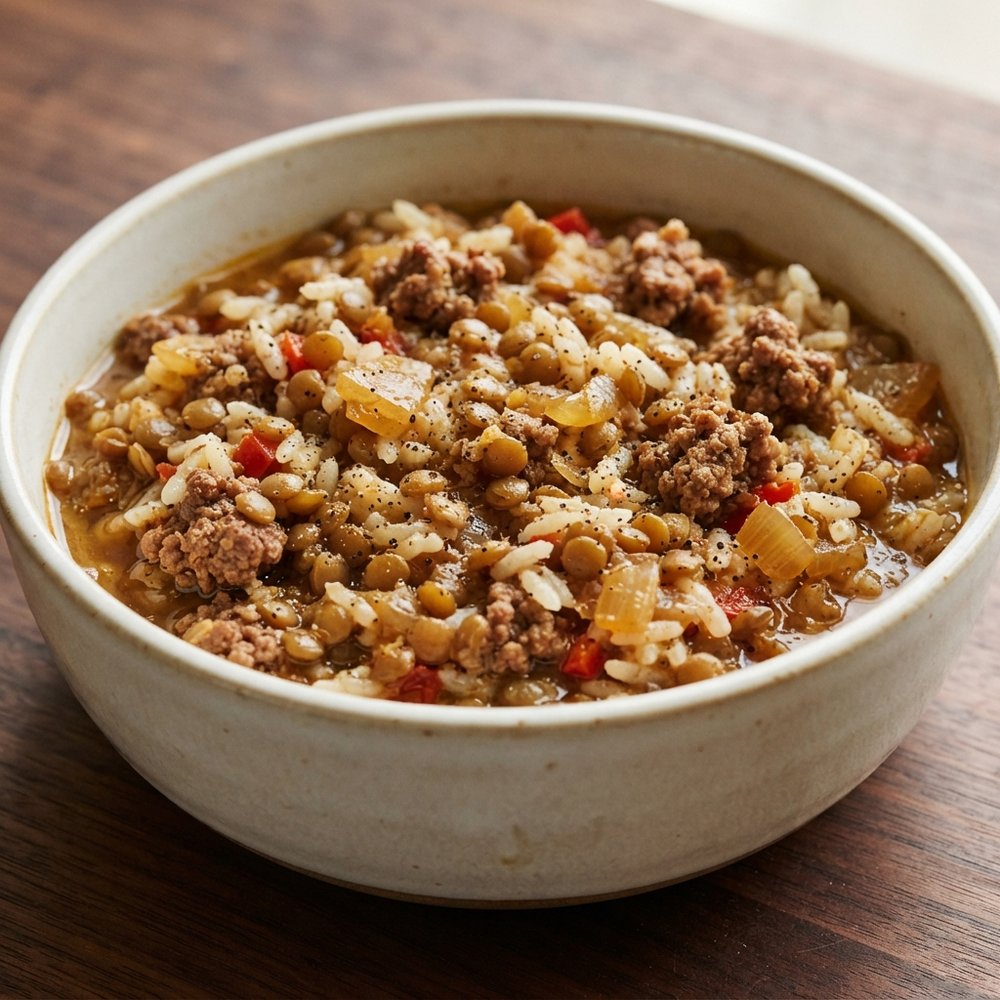 Ground Beef, Lentils, and Rice One-Pot