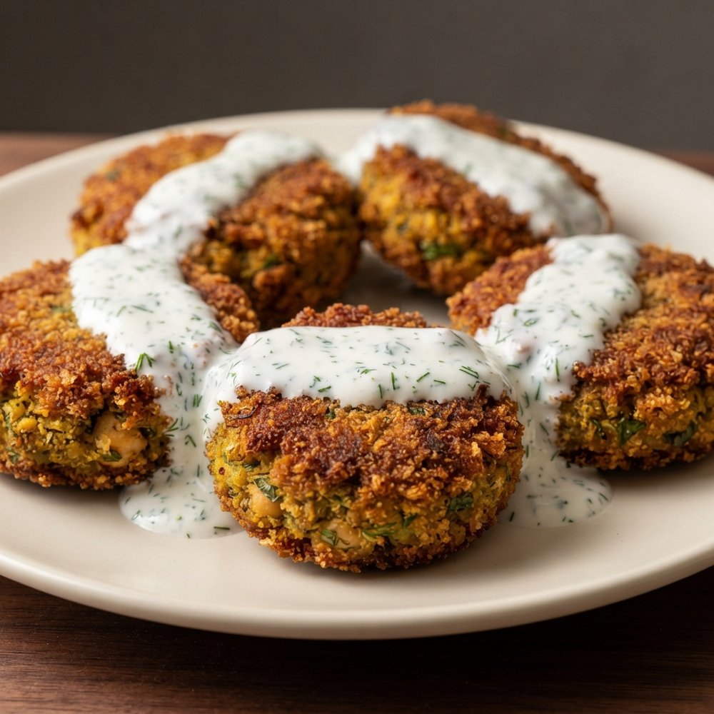 Crispy Falafel with Cool Yogurt-Dill Dip