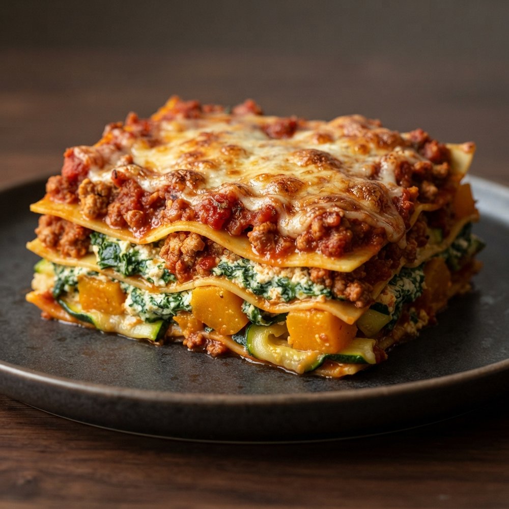 Butternut Squash, Zucchini, and Spinach Turkey Lasagna