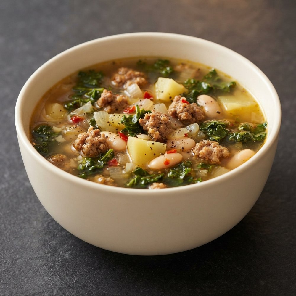 Almost Tuscan Sausage and Kale Soup