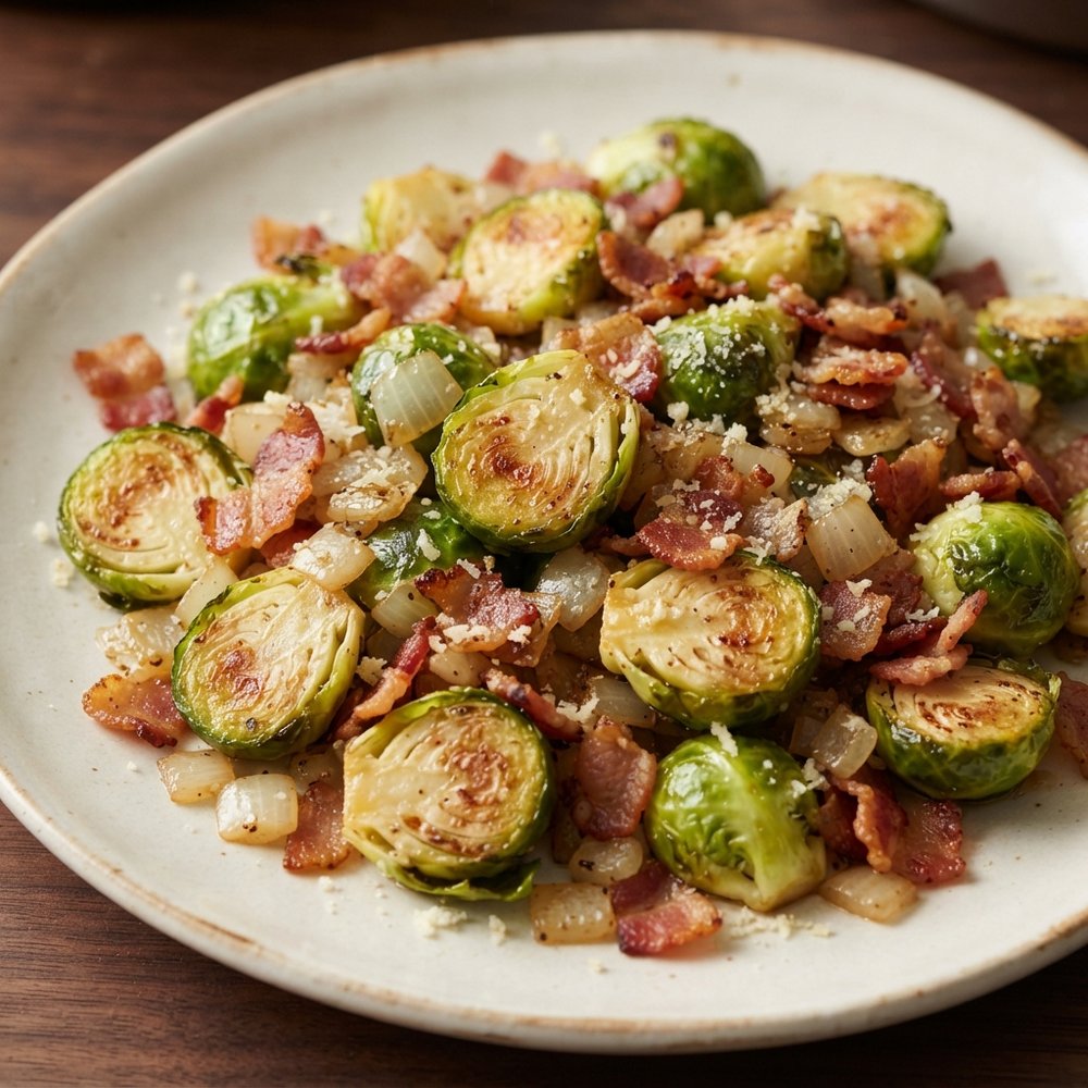 Brussels Sprouts Skillet with Bacon and Onions