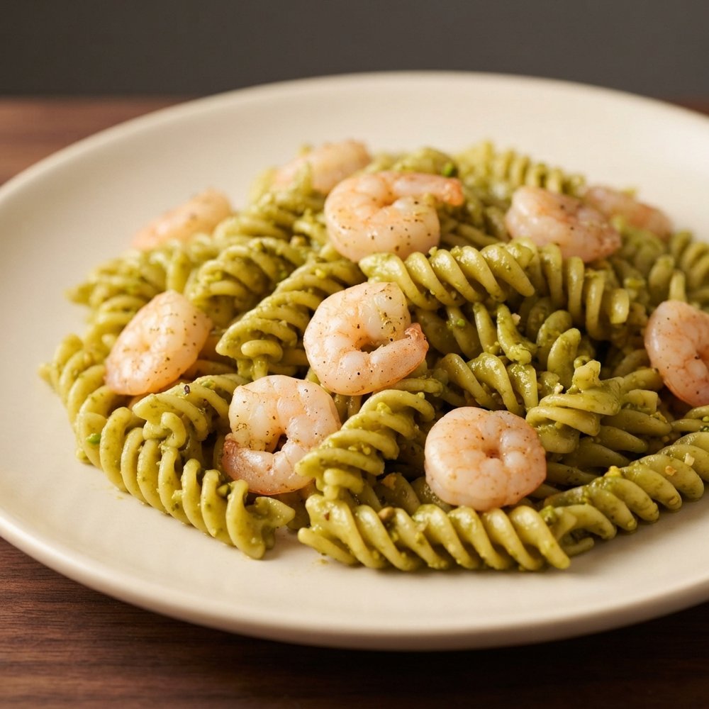 Shrimp Pasta with Basil–Pistachio Pesto (2750 kcal OMAD)