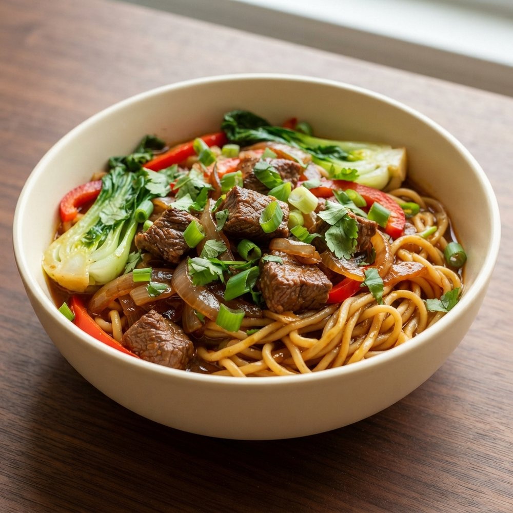 Umami Miso Beef with Noodles