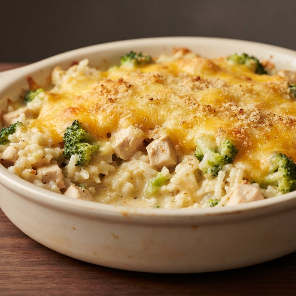 Chicken, Broccoli & Cheddar Rice Bake