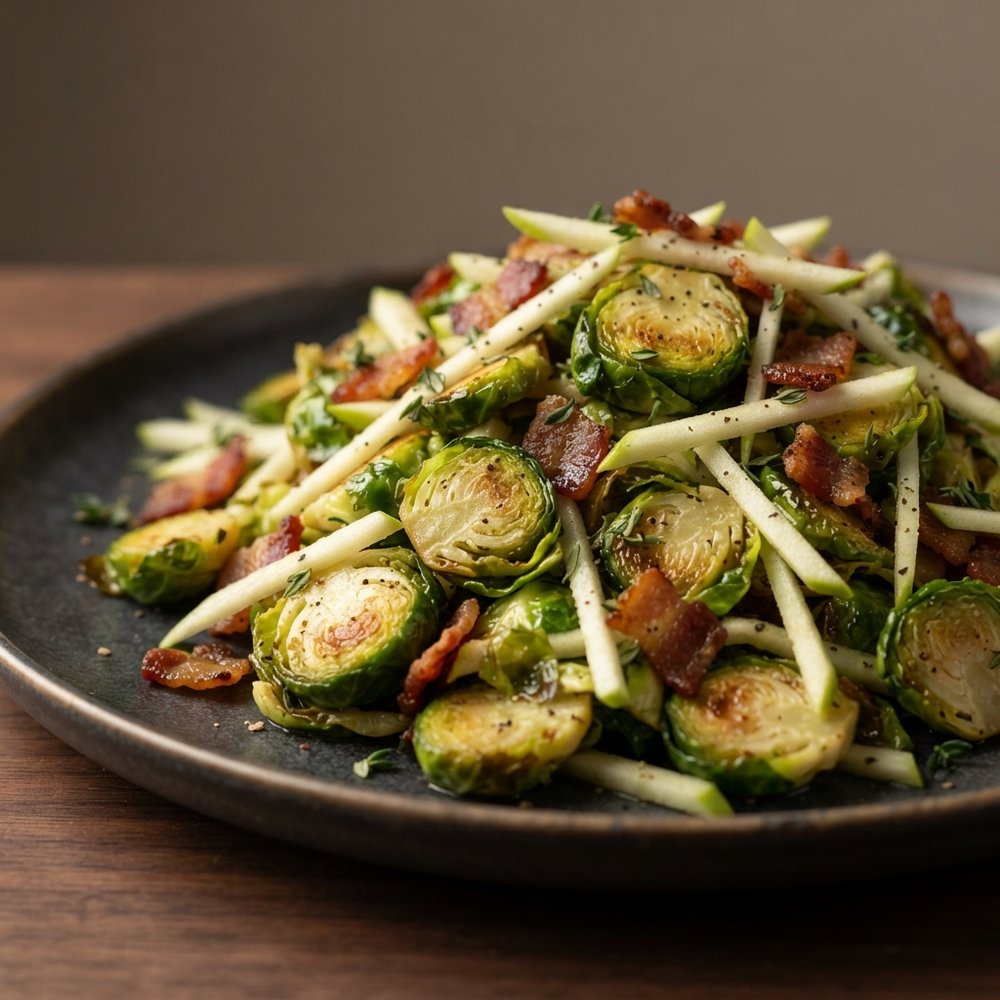 Apple-Thyme Brussels Sprouts with Crispy Bacon