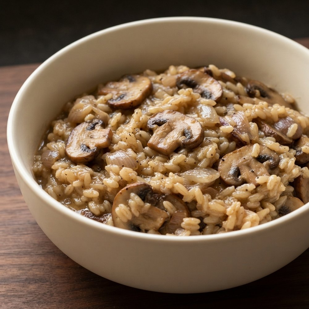 Pressure Cooker Brown Rice & Cremini Mushroom Risotto (Vegan, Gluten-Free)