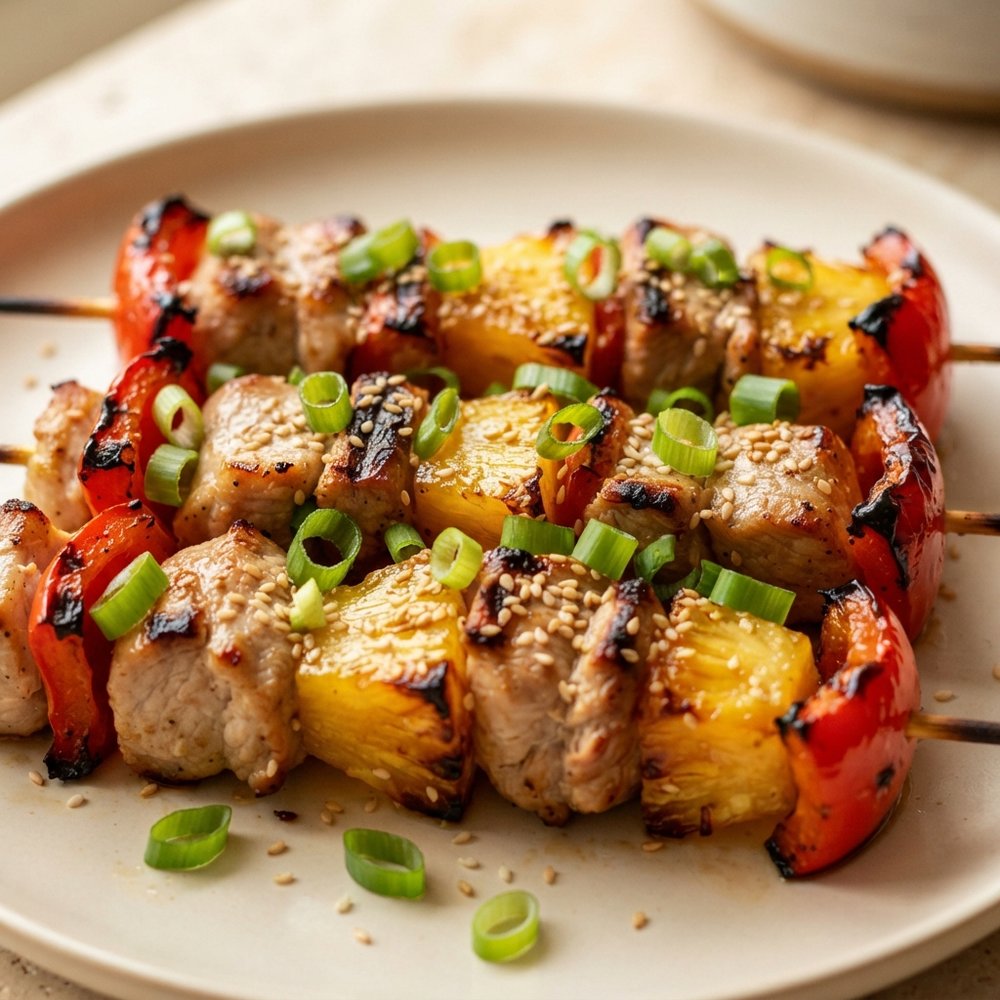 Pork and Pineapple Skewers on the Grill