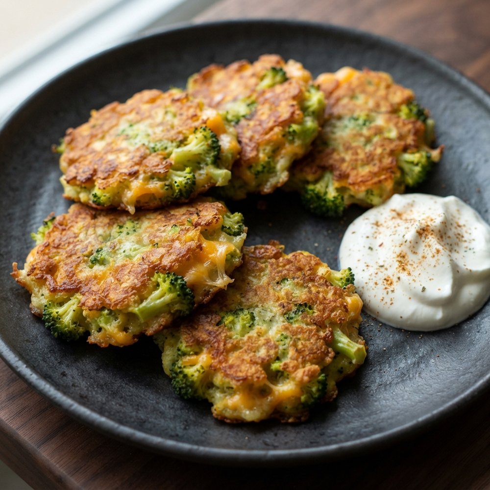 Cheddar Broccoli Pan-Fried Fritters