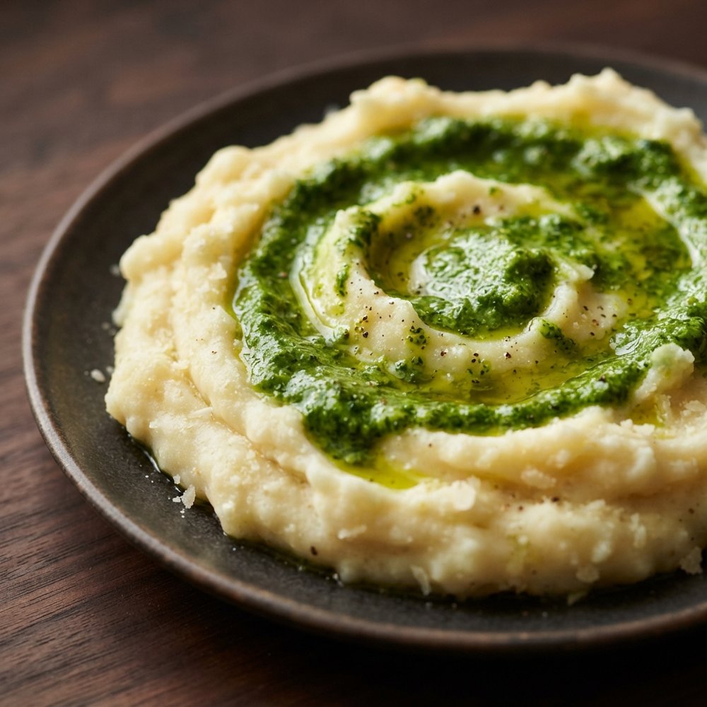 Mashed Potatoes with Spinach Pesto