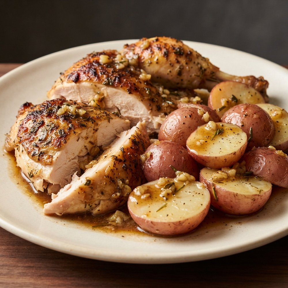 Roast Chicken with Garlic-Infused Red Potatoes