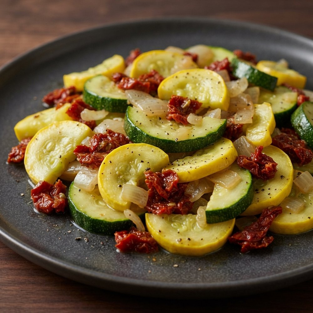 Steamed Summer Squash Blend with Sun-Dried Tomatoes