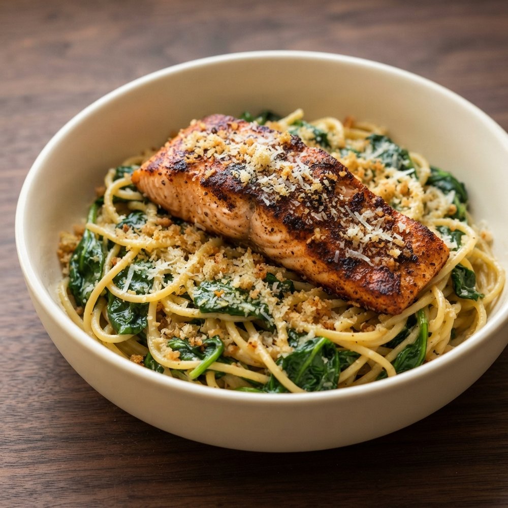 Romantic Blackened Salmon Pasta for Two