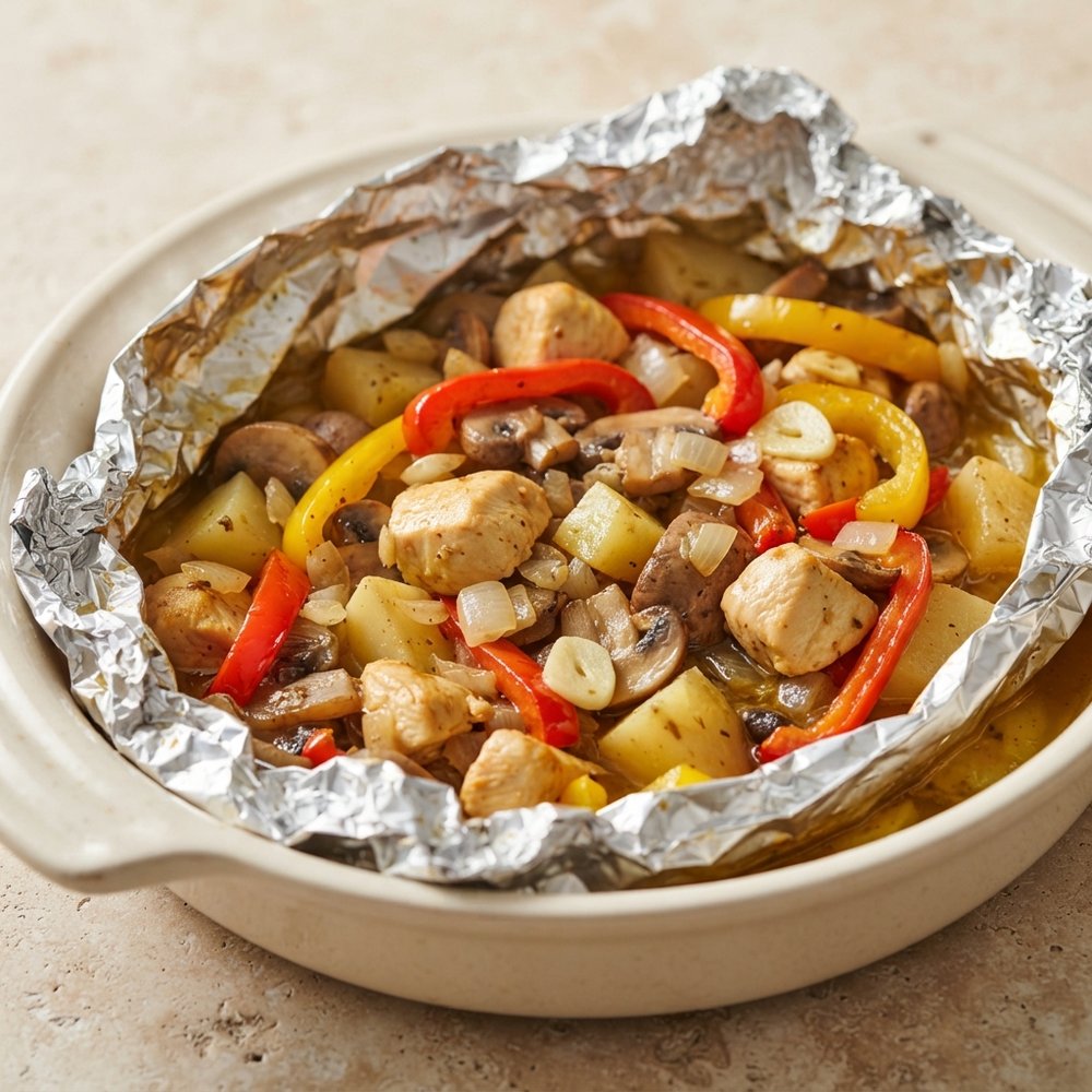 Chicken and Veggie Campfire Foil Packets