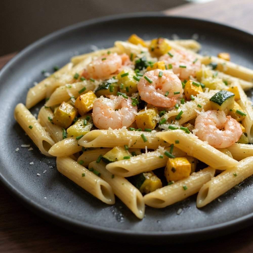 Shrimp with Penne and Squash