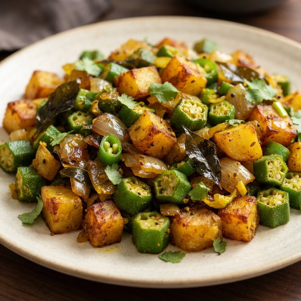 South Indian Potato-Okra Curry (Bhindi Curry)