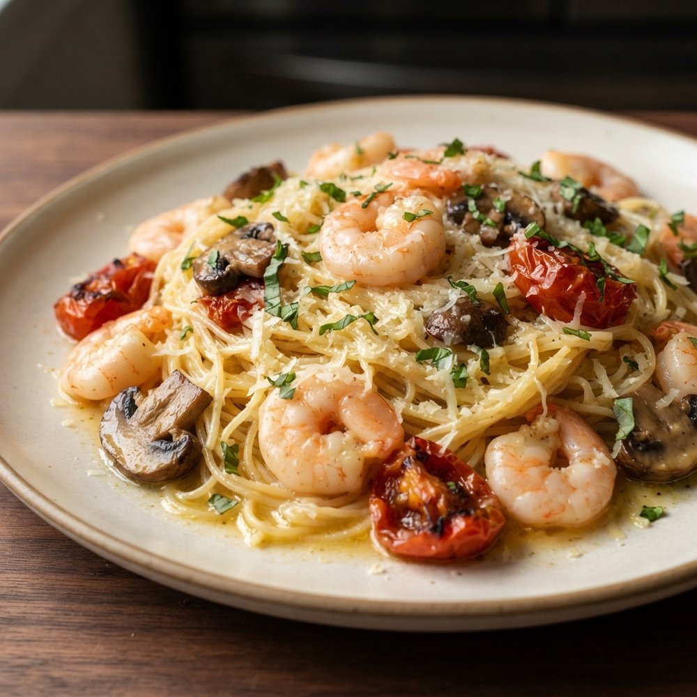 Angel Hair Pasta with Lemon-Garlic Shrimp Scampi