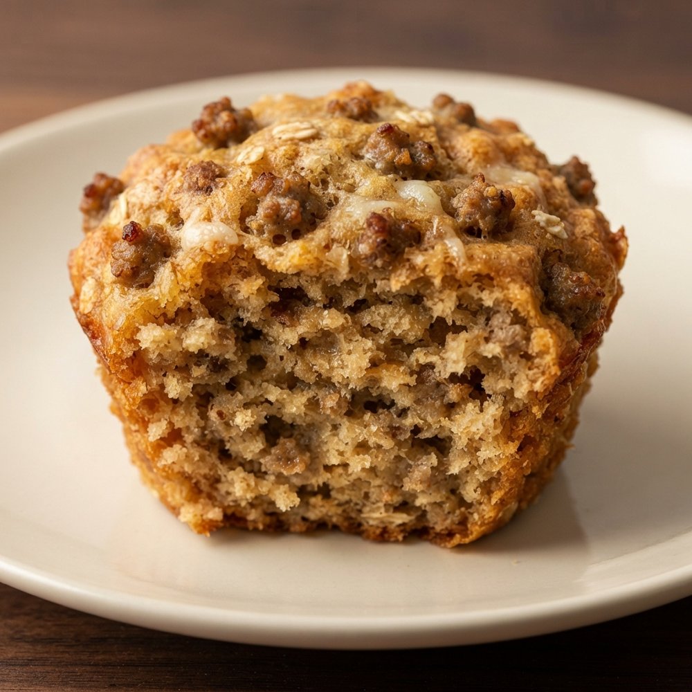 Hearty Sausage, Cheese & Oat Breakfast Muffins