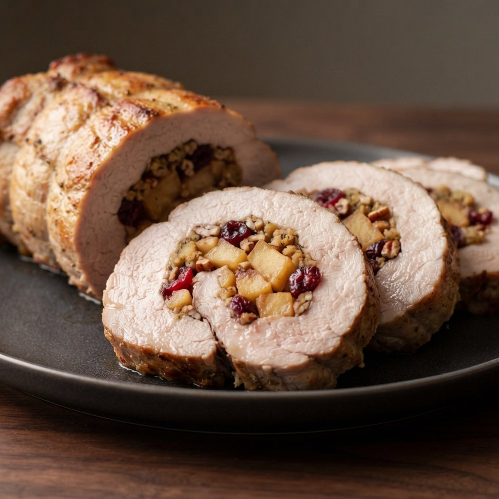 Pork Loin Rolled with Cranberry-Apple Stuffing