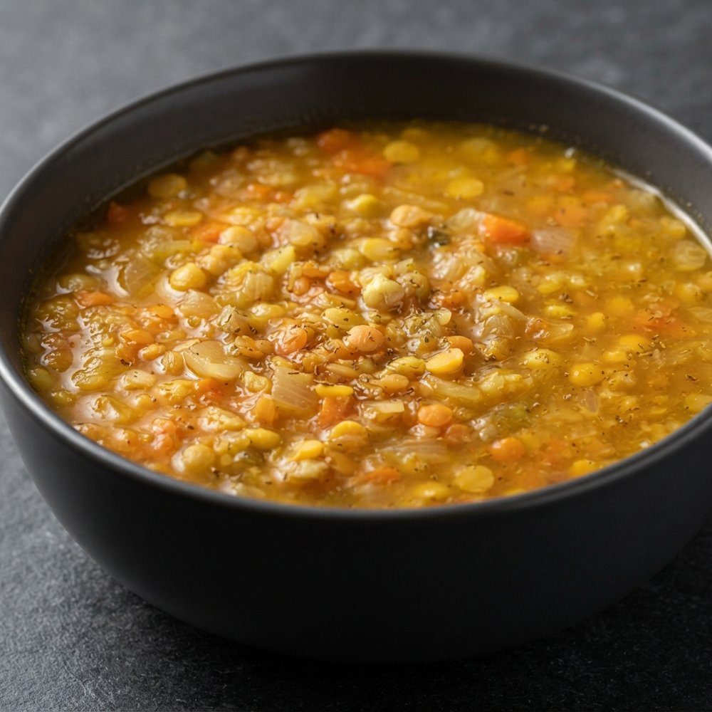 Red Lentil and Yellow Split Pea Soup Made with a Pressure Cooker