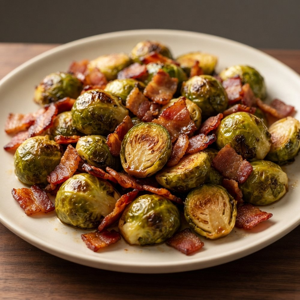 Maple Roasted Brussels Sprouts with Bacon