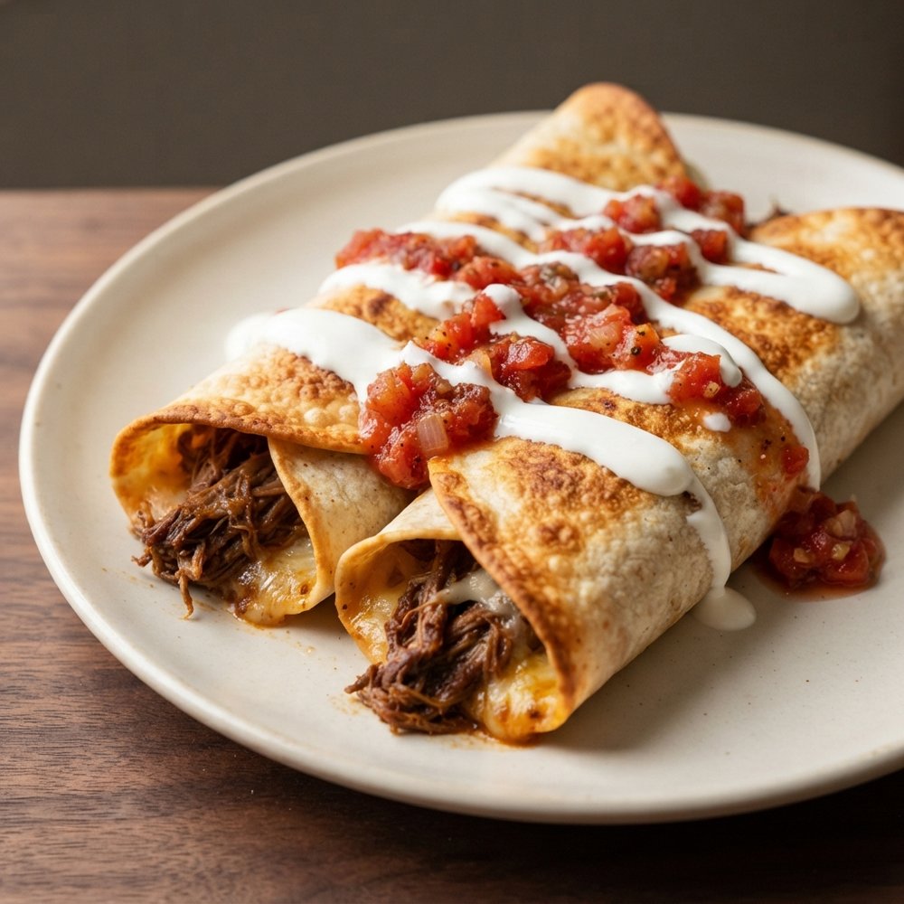Oven-Baked Shredded Beef Chimichangas