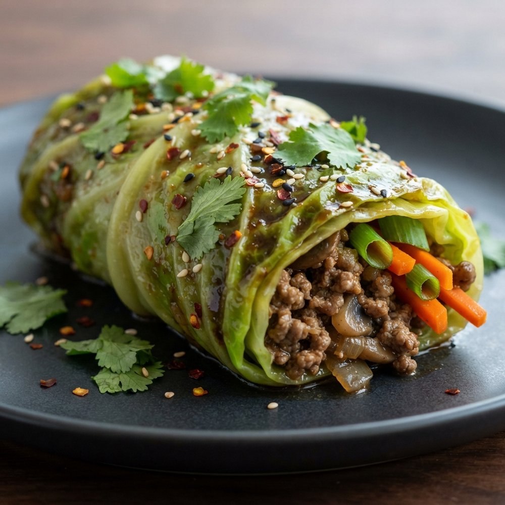 Ginger-Chile Ground Beef Cabbage Lettuce Wraps