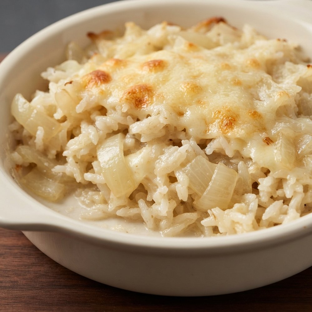 Creamy Sweet Onion and Rice Bake