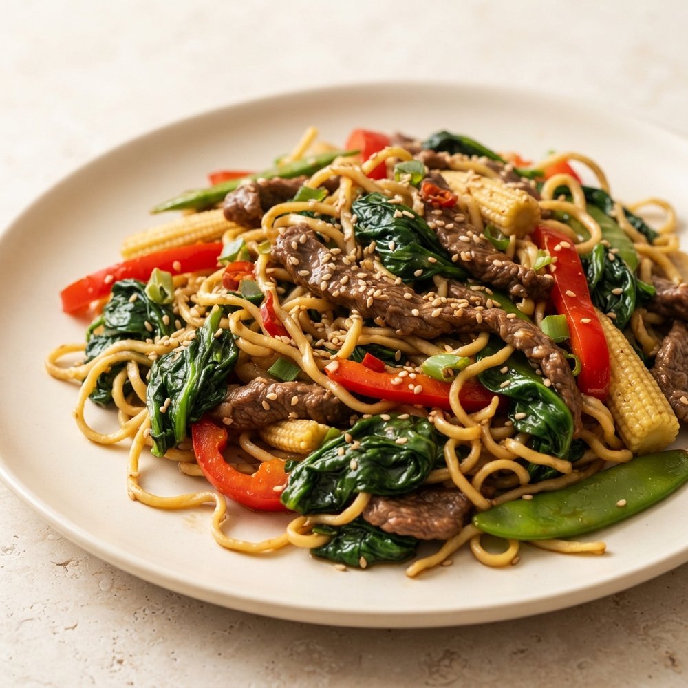 Singapore-Style Beef Noodle Stir-Fry