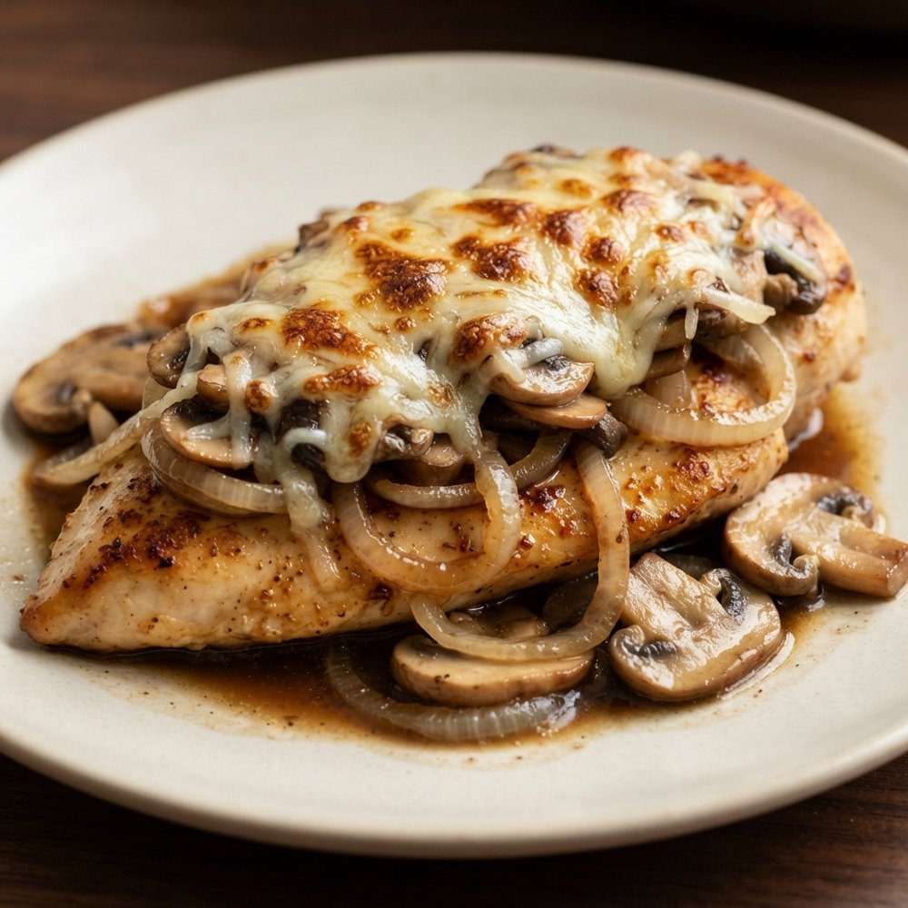Chicken Gruyere with Sauteed Mushrooms