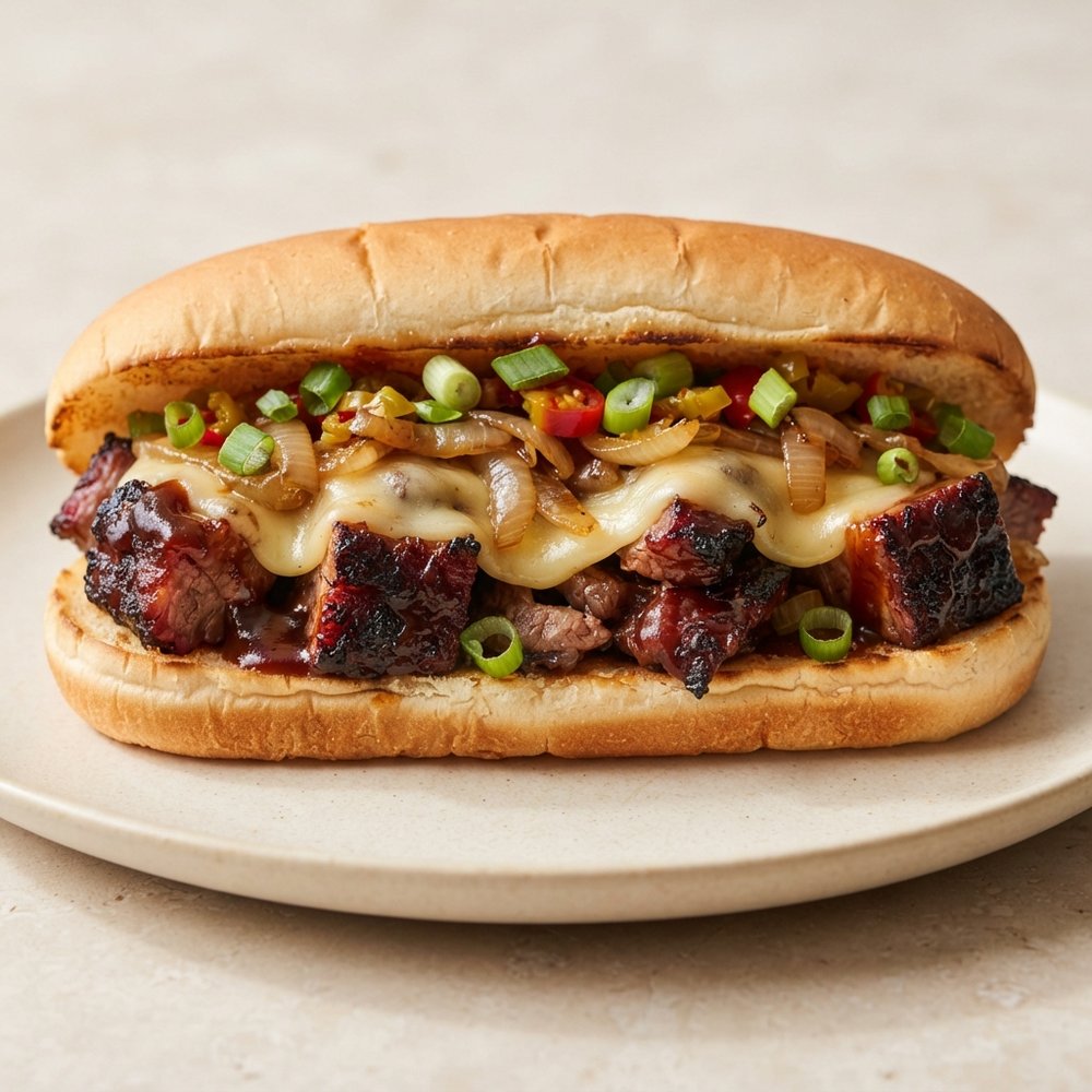 Kansas City Burnt Ends Philly Cheesesteak Sandwich