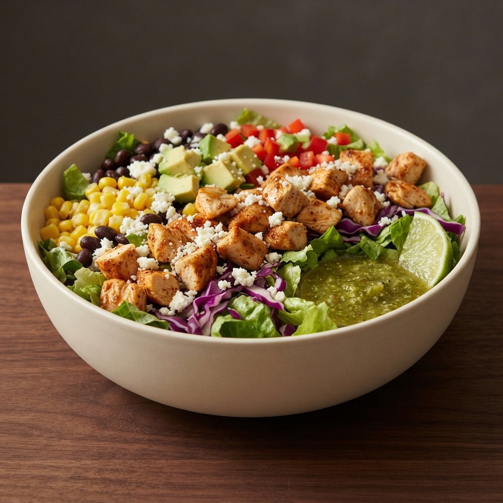 Southwest Chopped Salad with Salsa Verde and Spicy Chicken