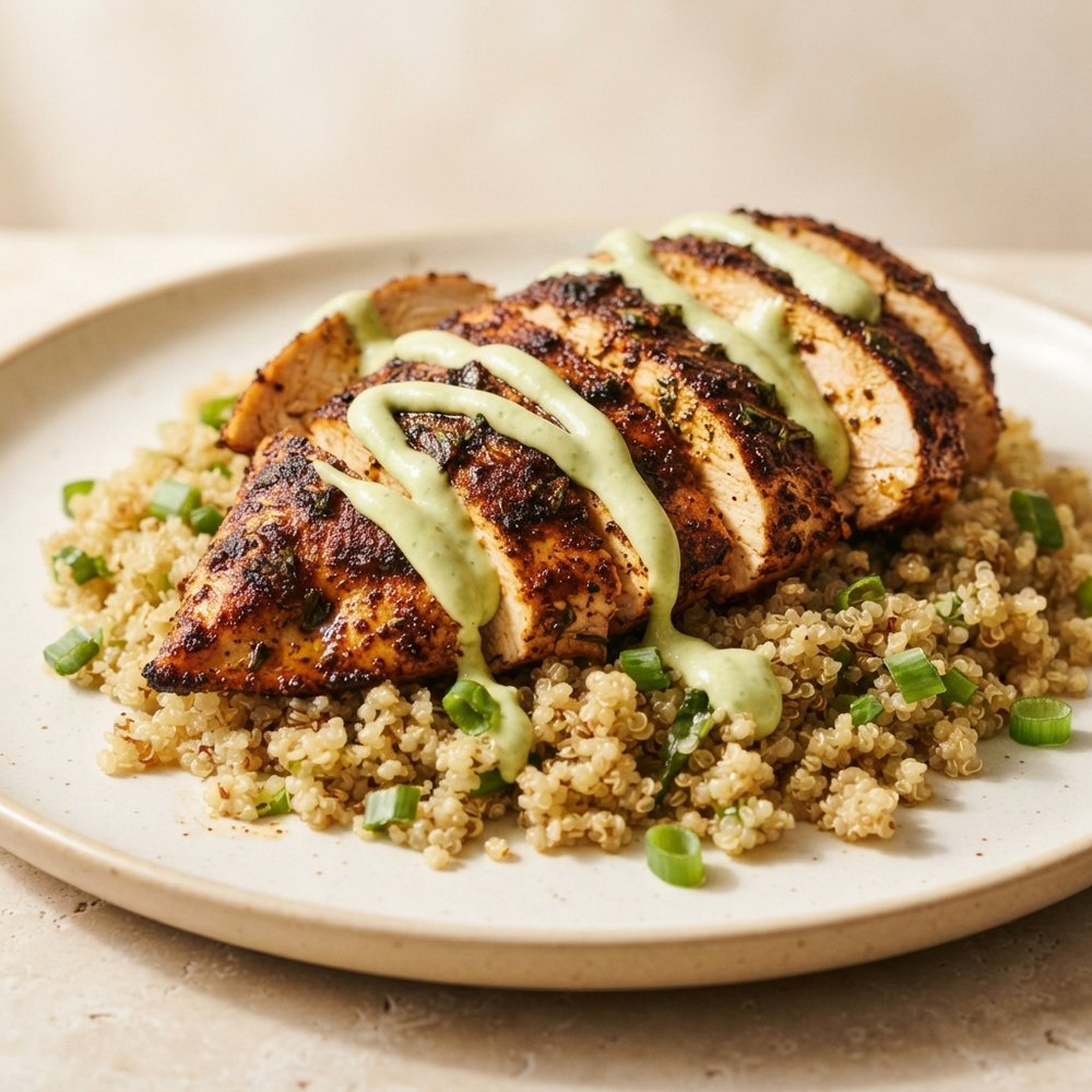 Spiced Blackened Chicken with Creamy Avocado Sauce