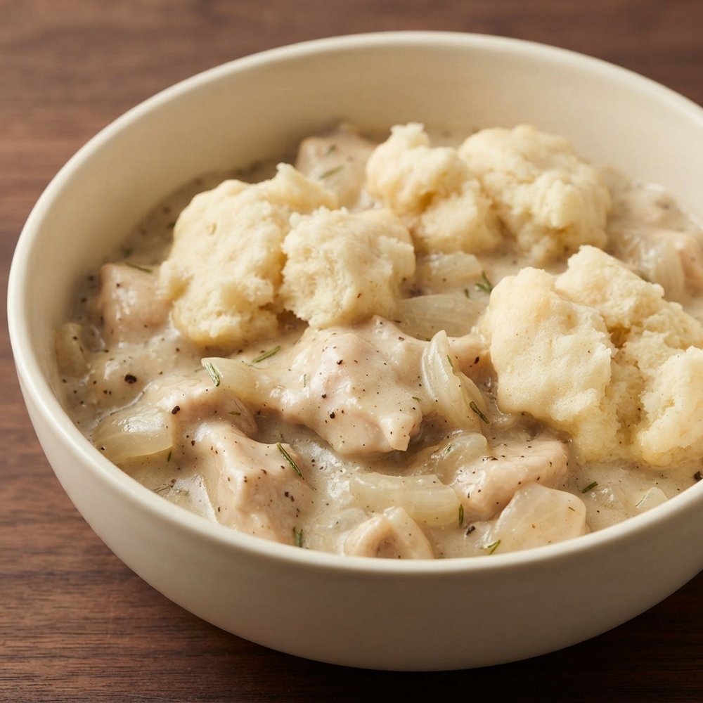 Crockpot Creamy Chicken with Biscuit Dumplings
