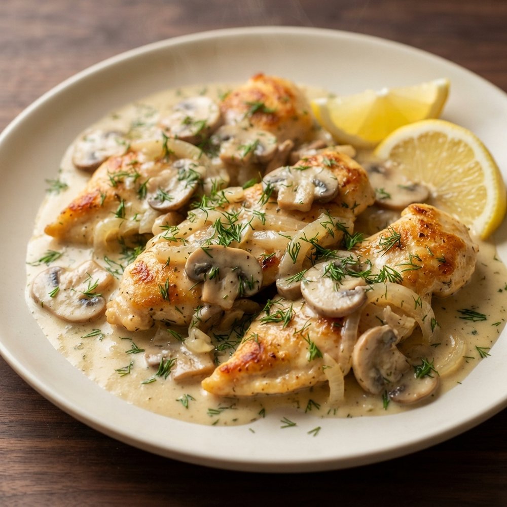 Lemon-Dill Mushroom Cream Chicken Tenders