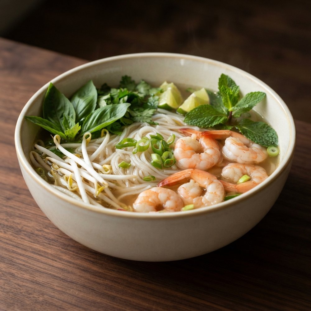 Vietnamese-Style Shrimp Pho Noodle Soup
