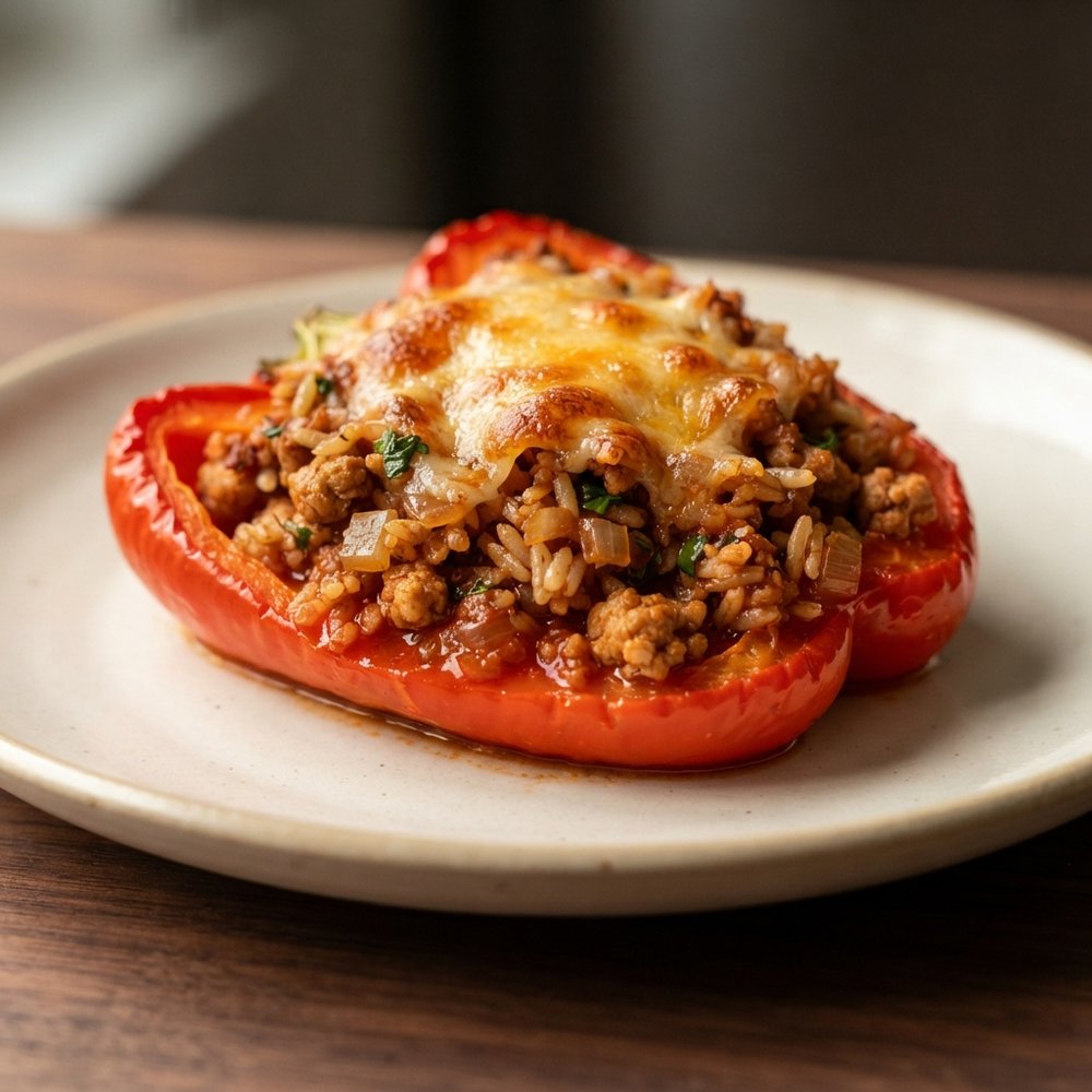 Turkey and Basmati Rice Stuffed Red Peppers