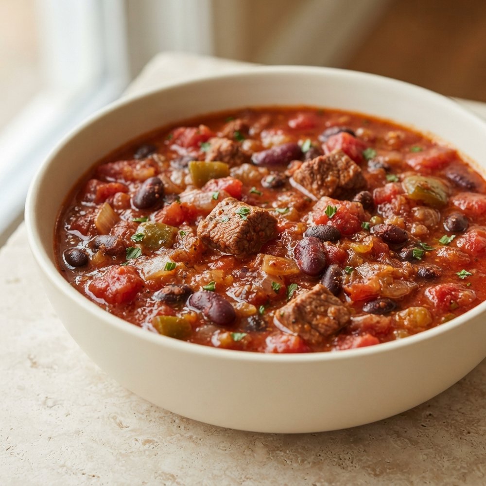 Stew Beef and Bean Slow Cooker Chili