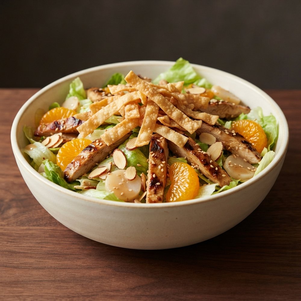 Teriyaki Chicken Salad with Crispy Wontons
