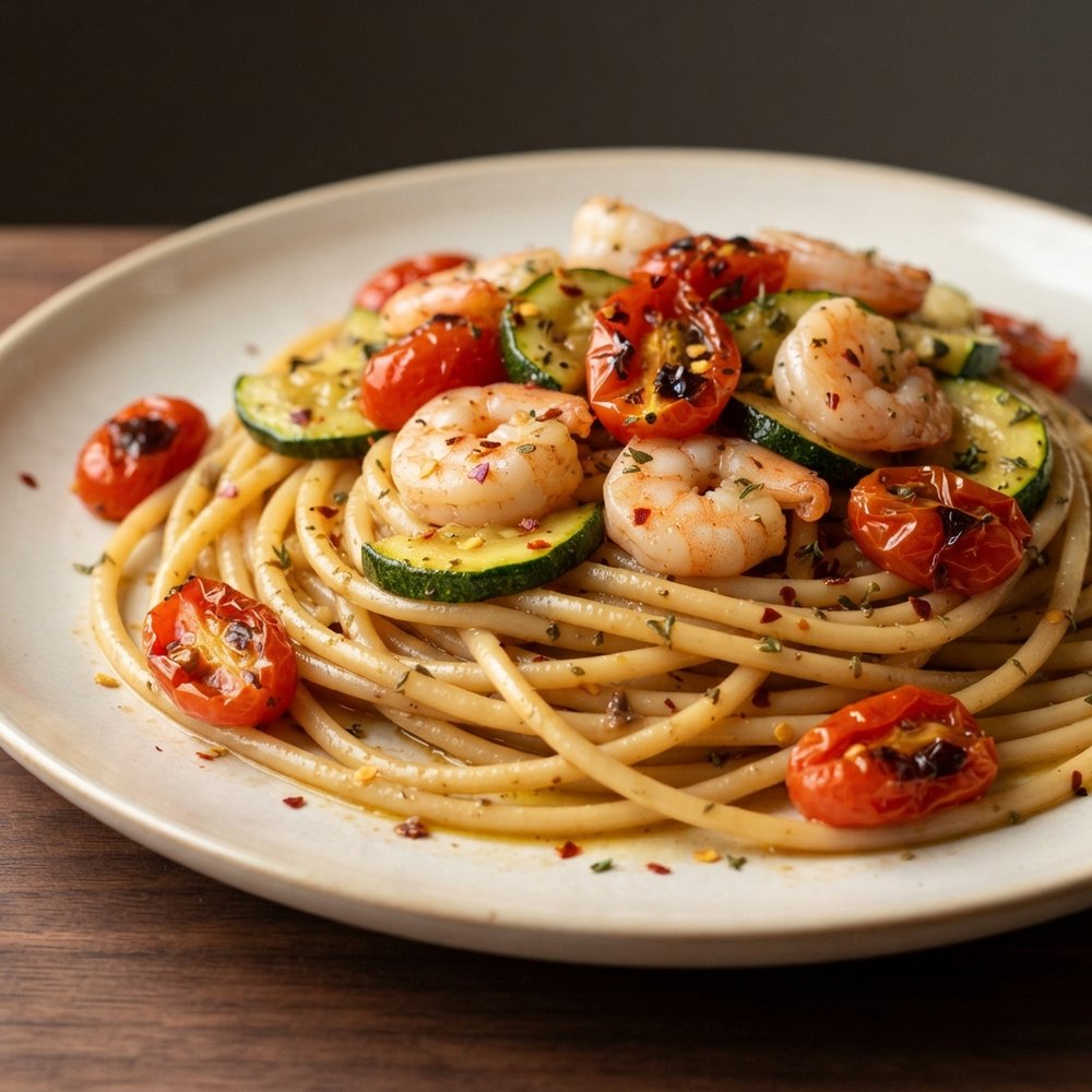 Bucatini Pasta with Shrimp and Anchovies